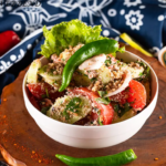 Cucumber tomato salad with walnuts